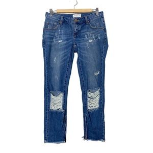 One Teaspoon Freebirds Low Waist Short Rise Skinny Leg 7/8 Length Distressed